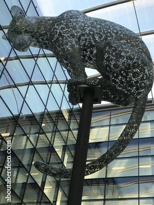 Leopard Steel Sculpture Marischal Square Aberdeen by Kelpies Artist Andy Scott