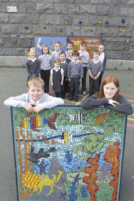 School Pupils With Artwork